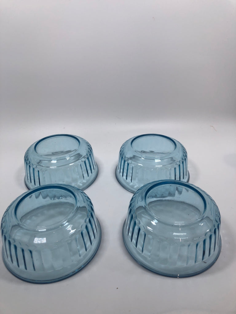 20PC LIGHT BLUE GLASS RIBBED DINNER SET SRVC FOR 4.