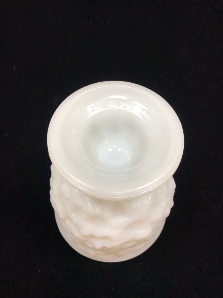 VTG TEXTURED MILK GLASS PEDESTAL BOWL.