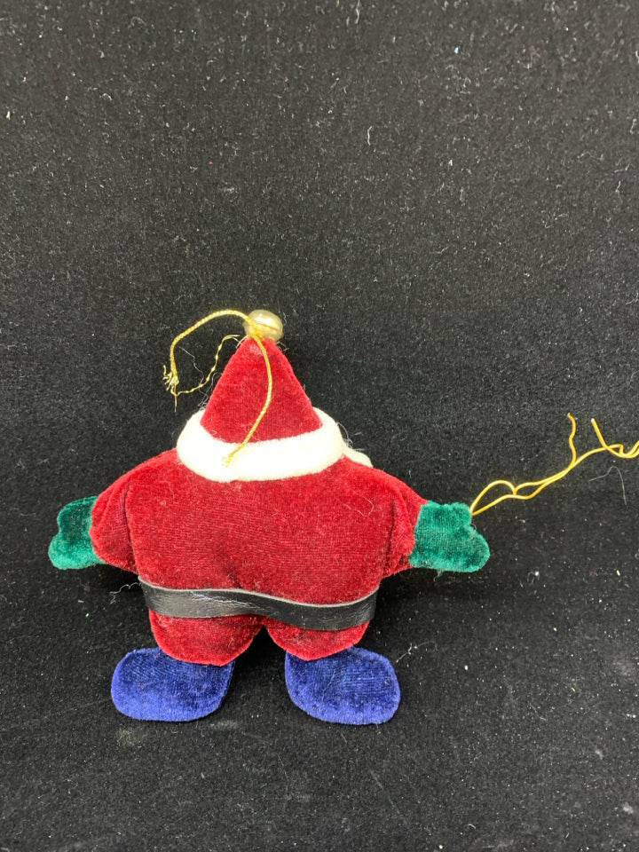 PLUSH SANTA STAR SHAPED ORNAMENT.