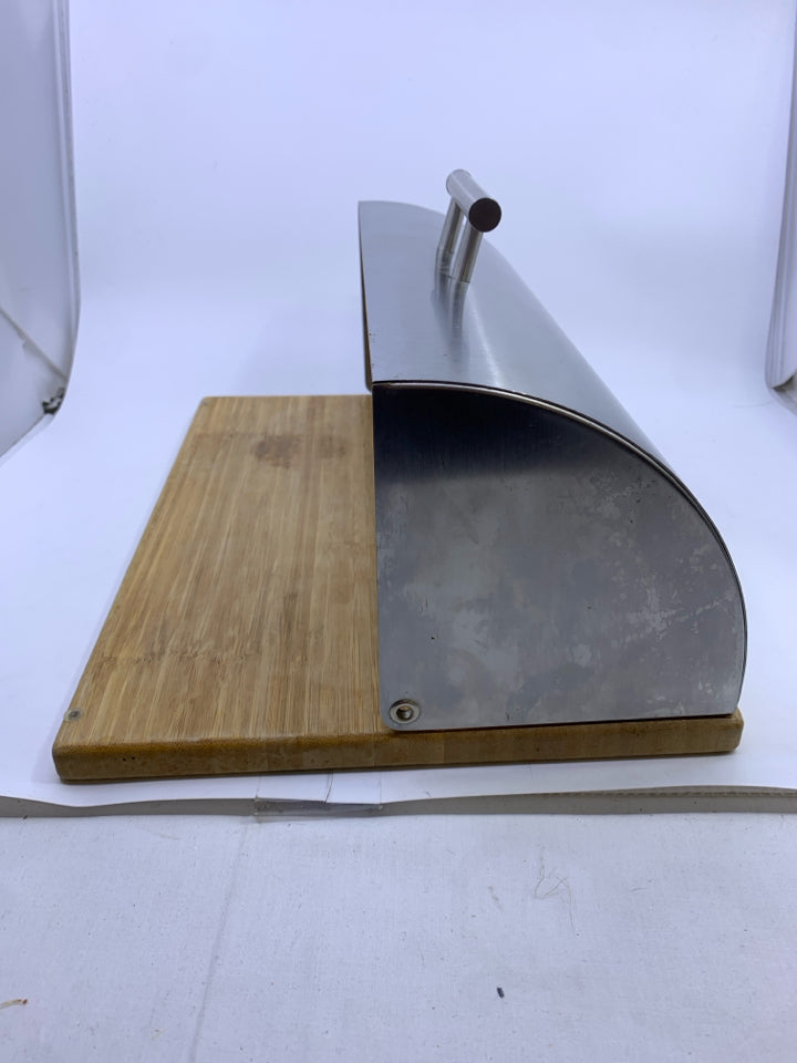 SILVER METAL BREAD BOX.