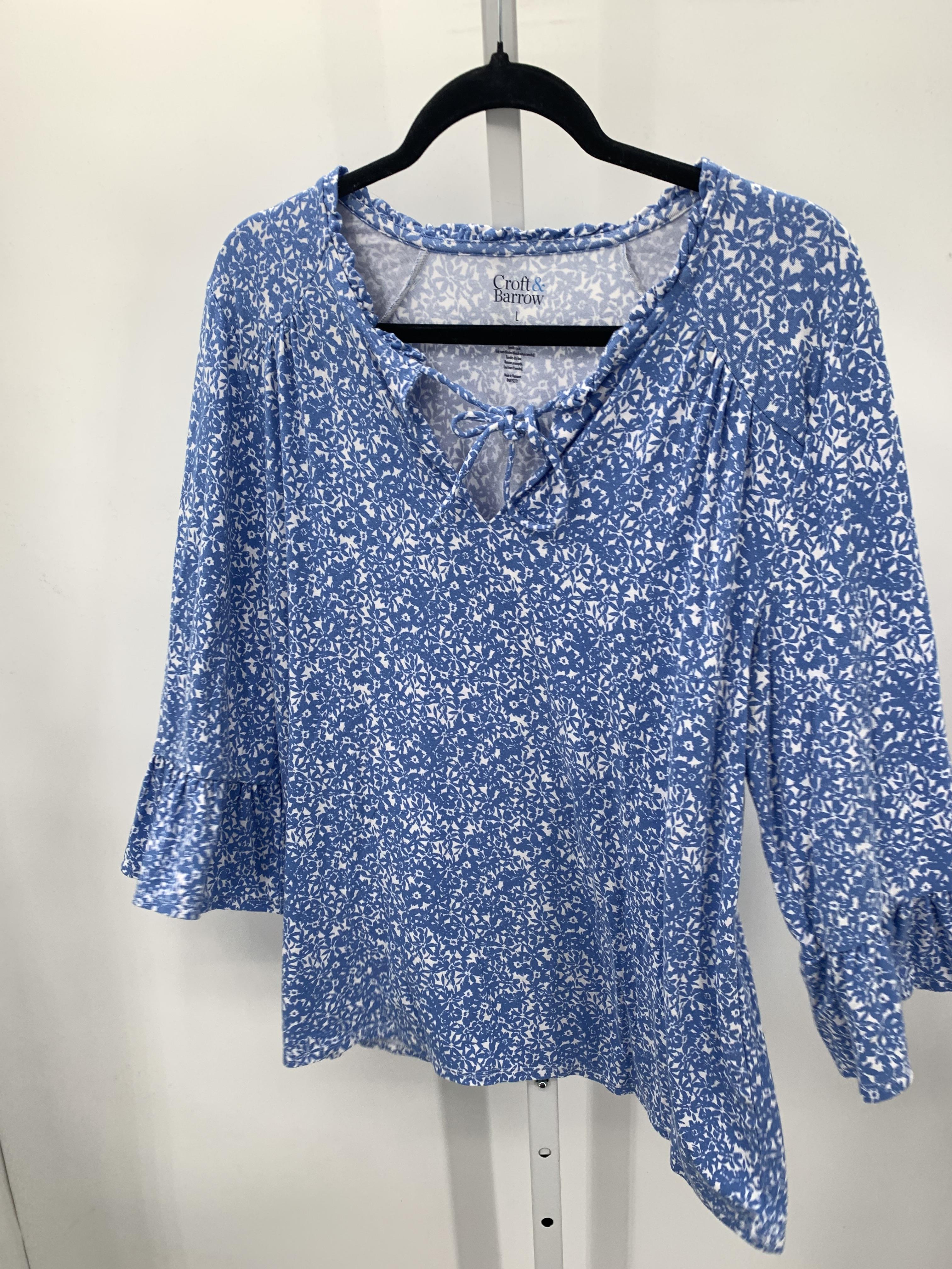 Croft & Barrow Size Large Misses 3/4 Sleeve Shirt