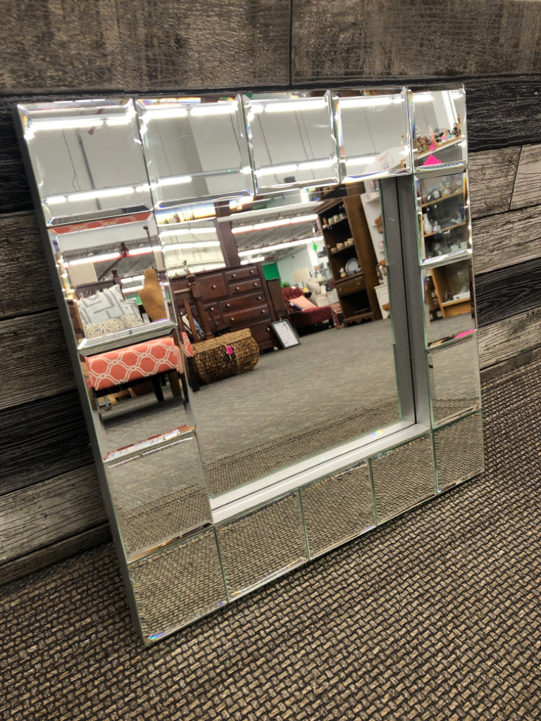 SQUARE MIRROR W/SMALLER MIRRORS WALL HANGING.