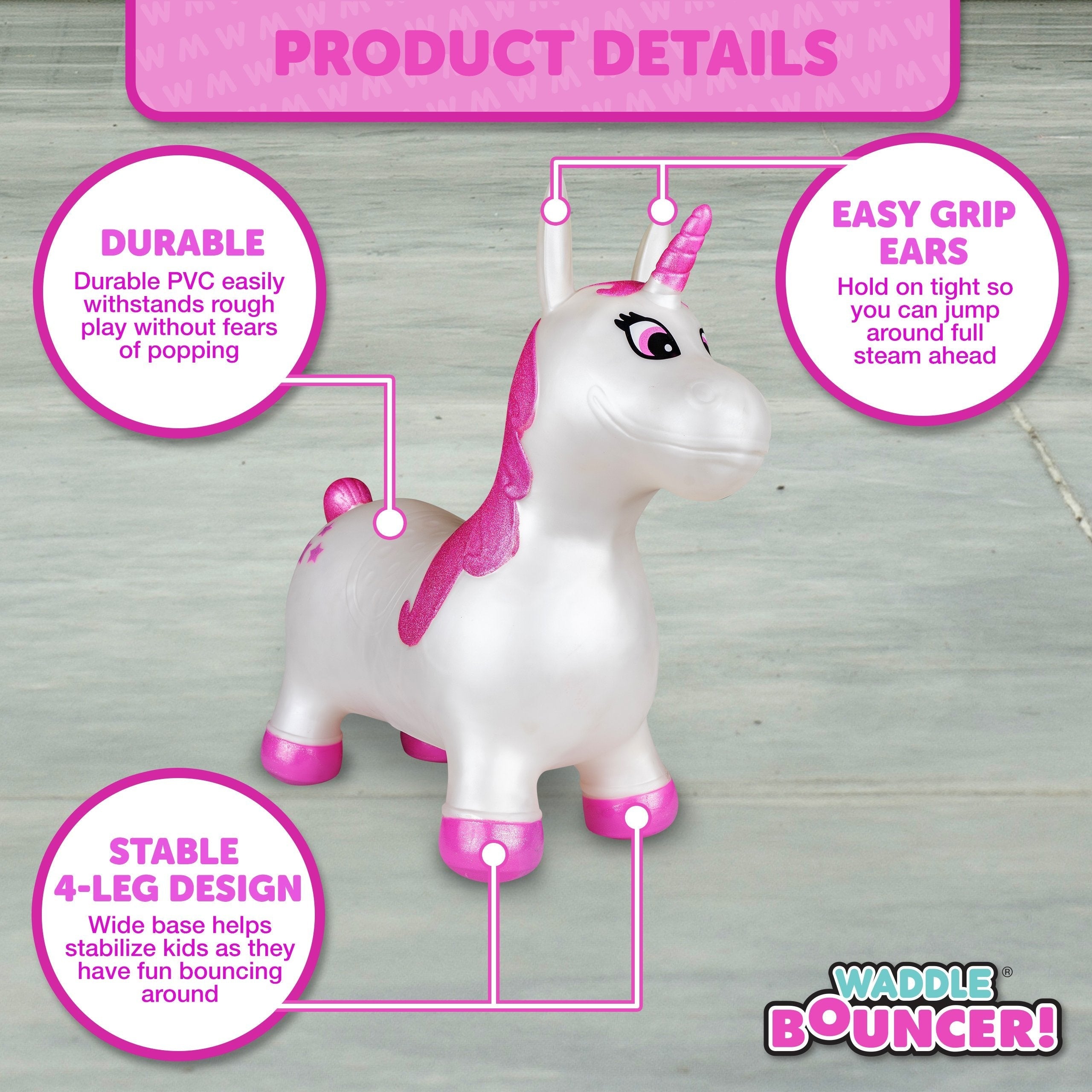 New Unicorn Waddle Activity Bouncer - Small