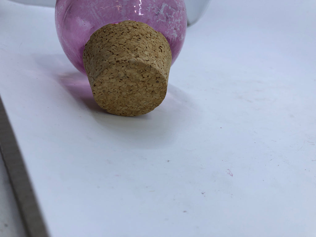 SMALL GLASS CORK TOP EMPTY JAR.