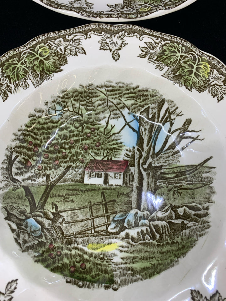 4 SALAD BOWLS RED BARN SCENE JOHNSON BROS.