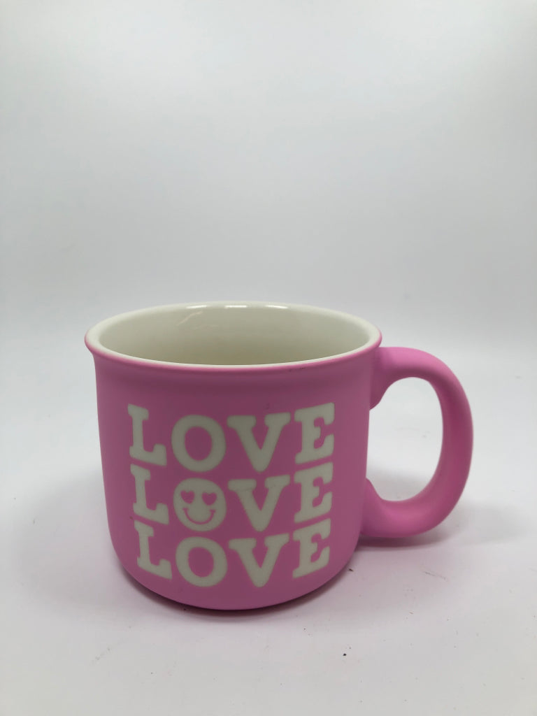PINK LOVE LOVE LOVE CERAMIC MUG.