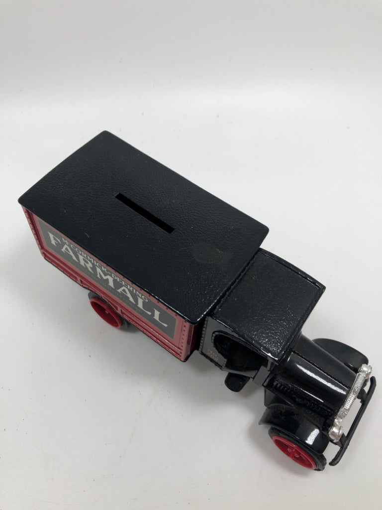 BLACK METAL TRUCK "FARMALL" BANK.