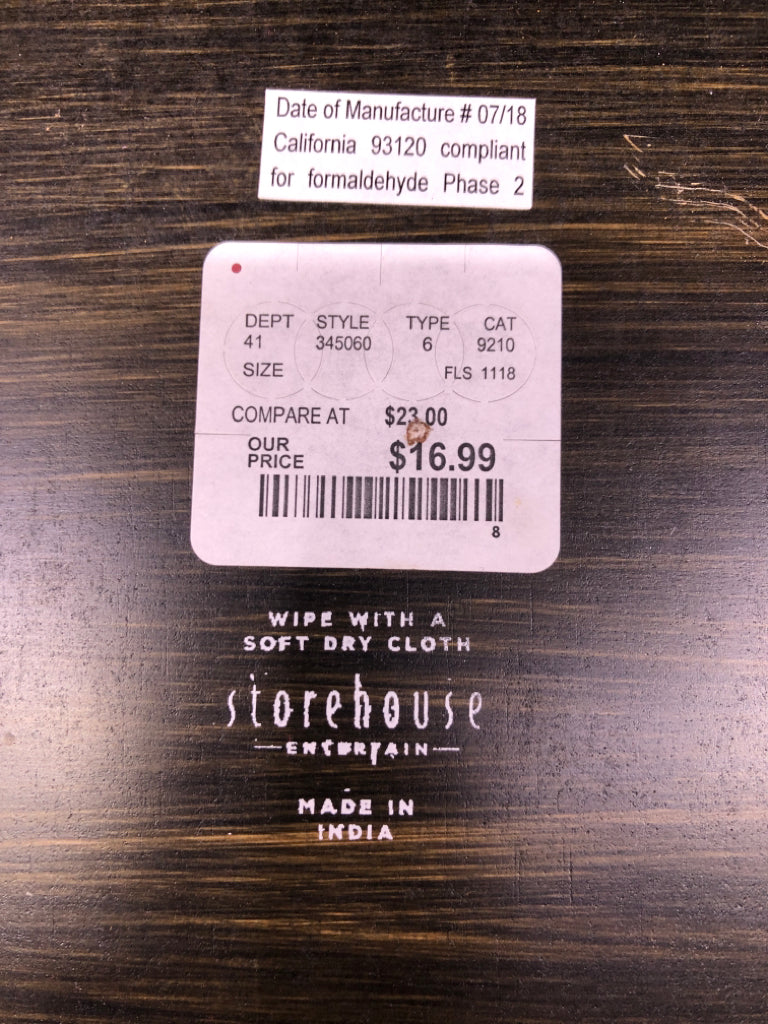 BLACK TILE TRAY RED TRUCK REINDEER W/ HANDLES.