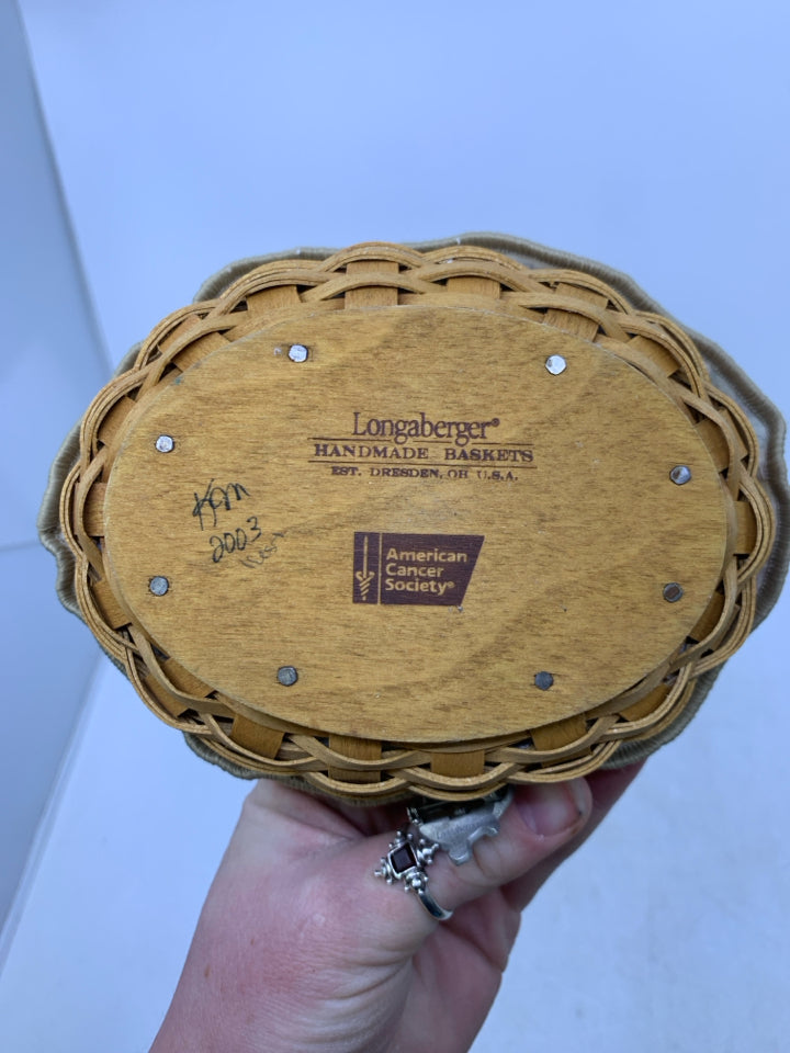 SMALL OVAL 2003 AMERICAN BREAST CANCER SOCIETY FLORAL LINER/TIE ON.