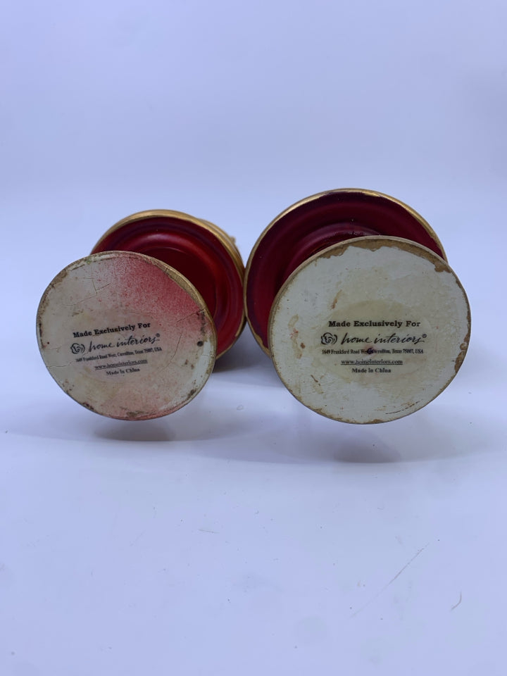 2 RED TEA LIGHT HOLDER CHRISTMAS TREES.