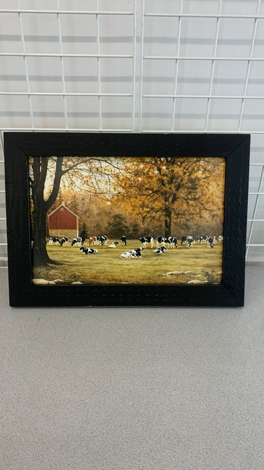 COW FARM FRAMED PRINT.