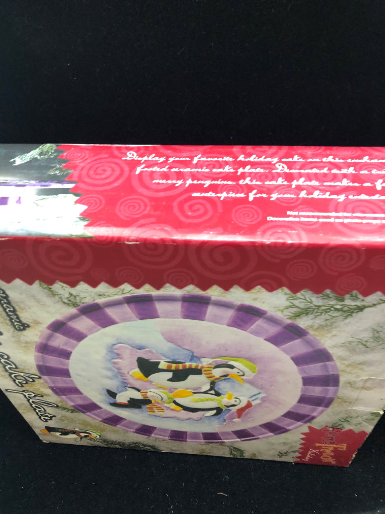 NIB PENGUIN CAKE PLATE.