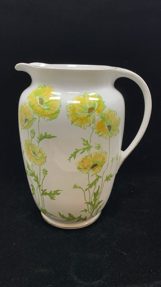 BUTTERCUP FLOWER PAINTED PORCELAIN PITCHER.