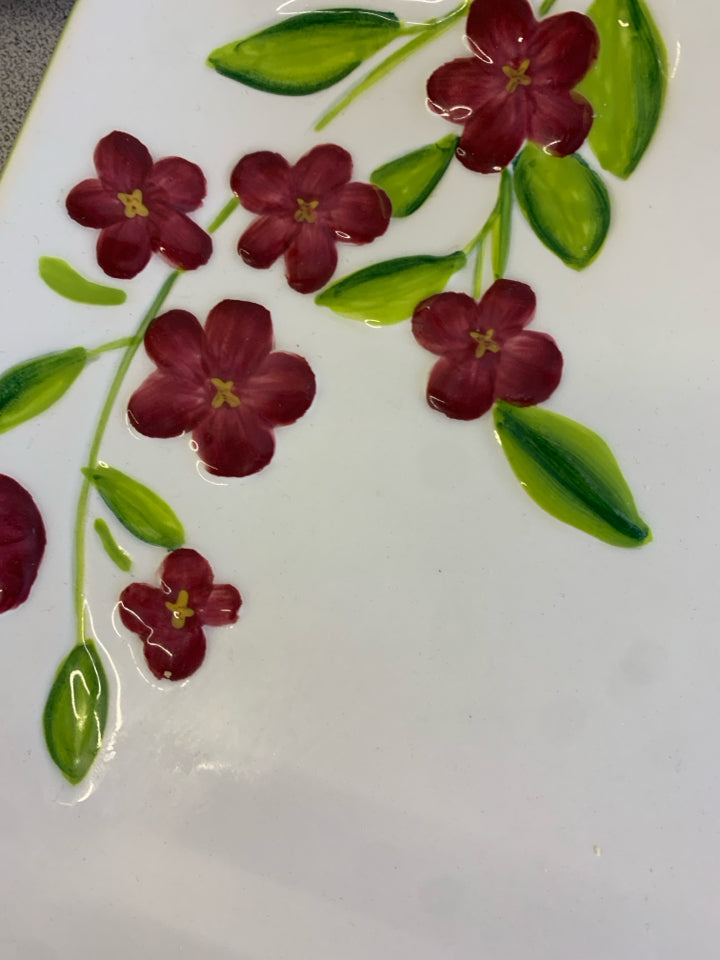 5 PC CERAMIC FLOWER TRAY/BOWLS SET GARDEN BOUQUET.