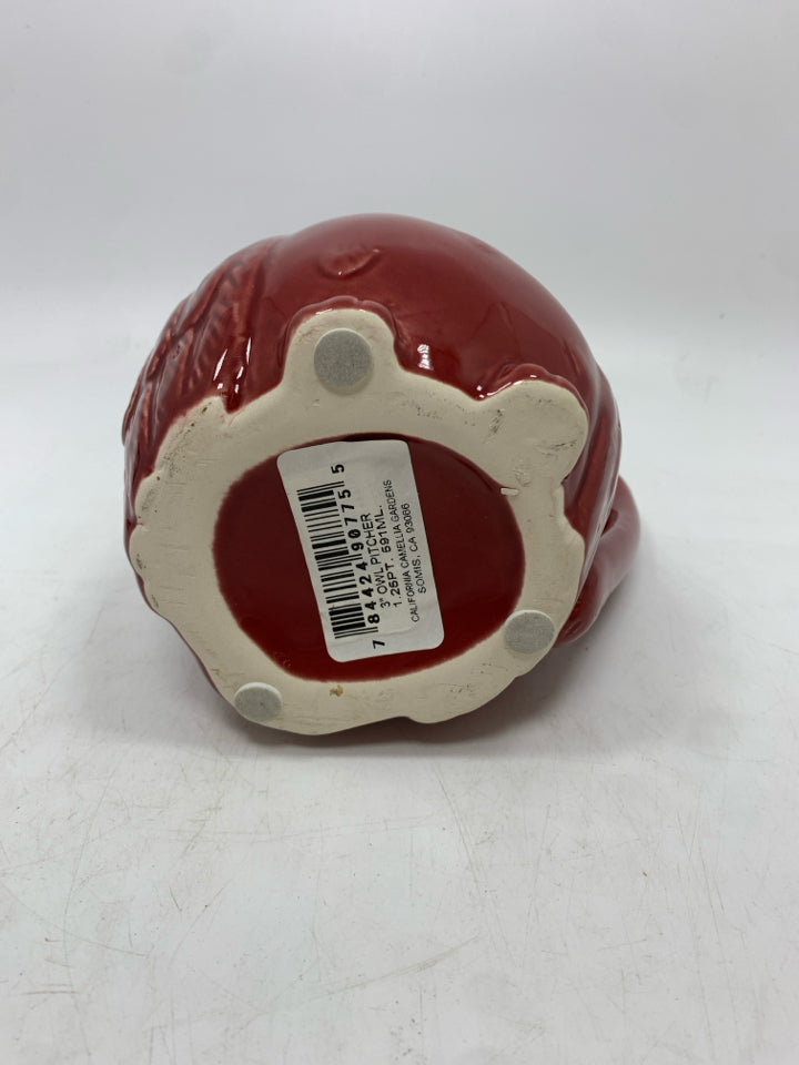 OWL RED CERAMIC PITCHER.
