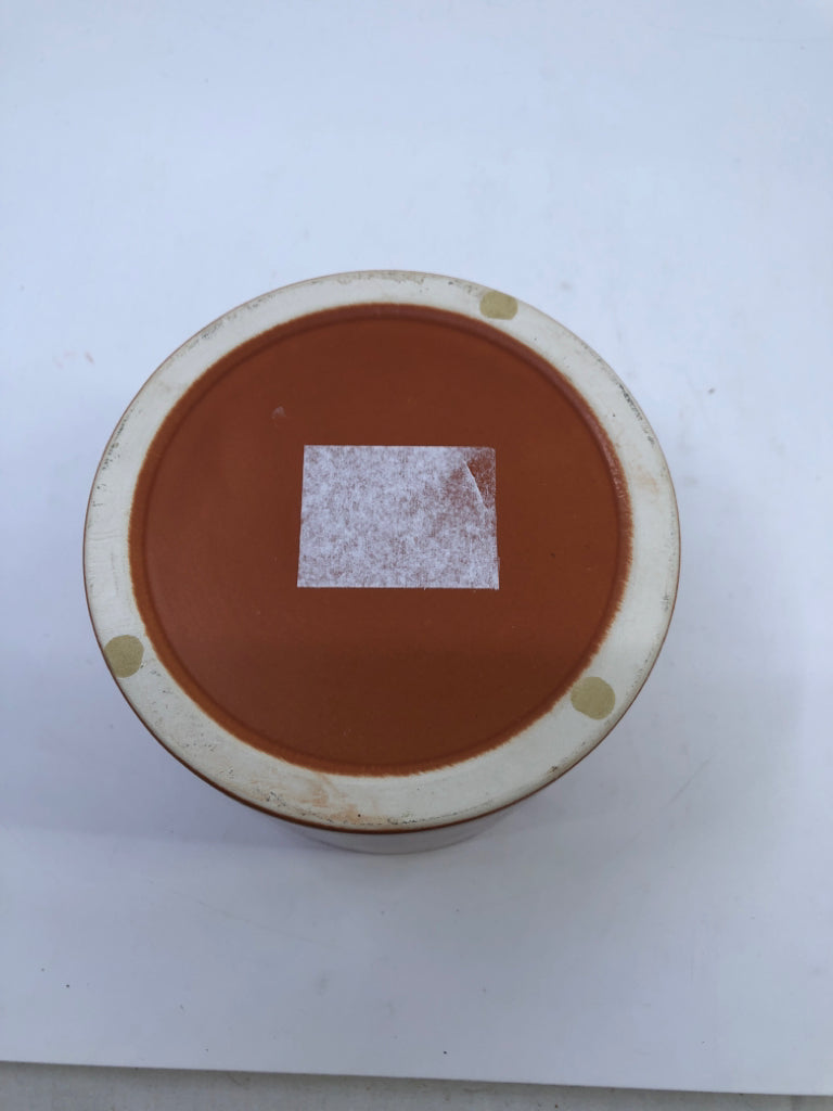 TAN/ORANGE CERAMIC PLANTER.