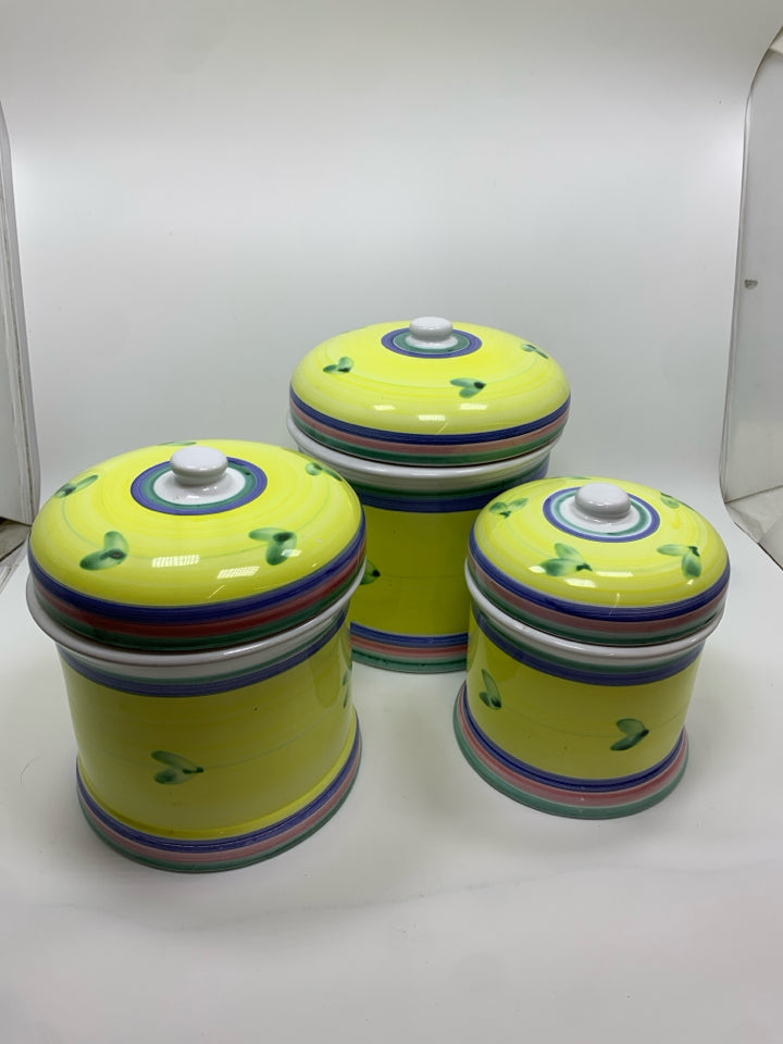 3PC CALECA YELLOW CAROUSEL CANISTER SET.