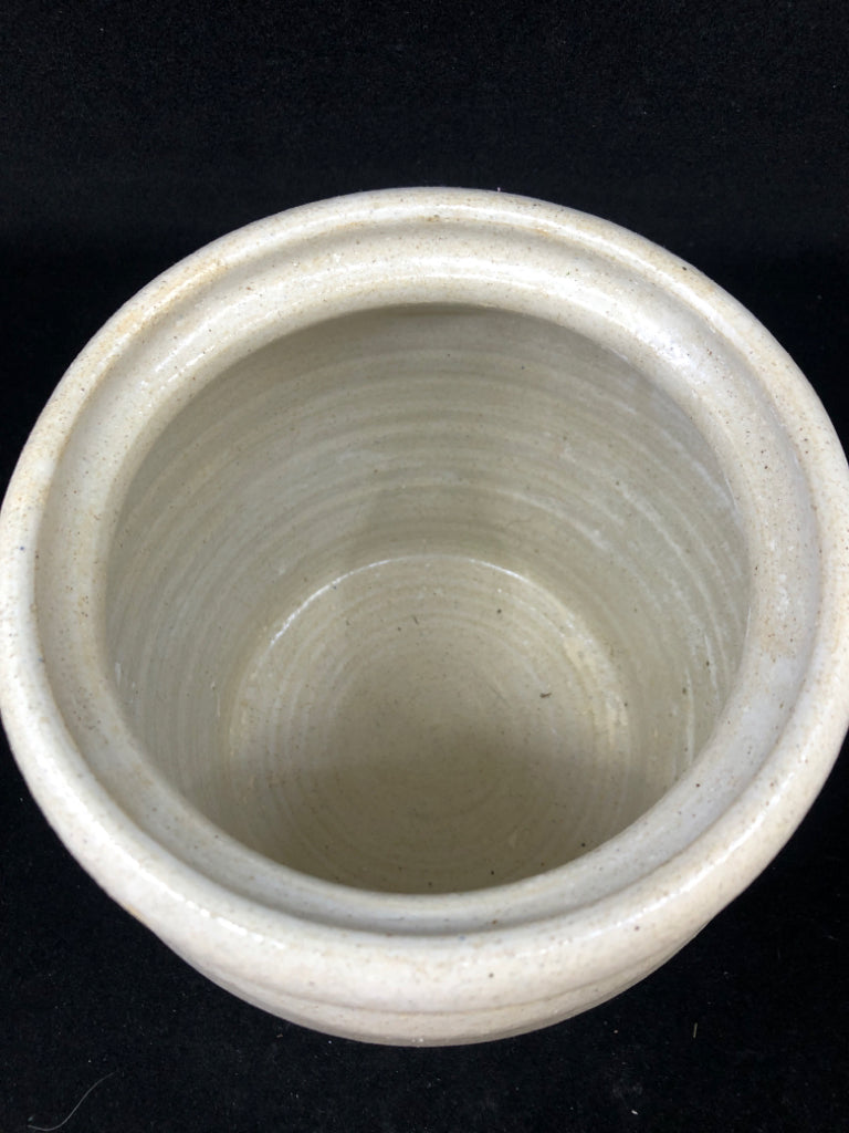 LARGE MAHON POTTERY CANISTER W/ LID.