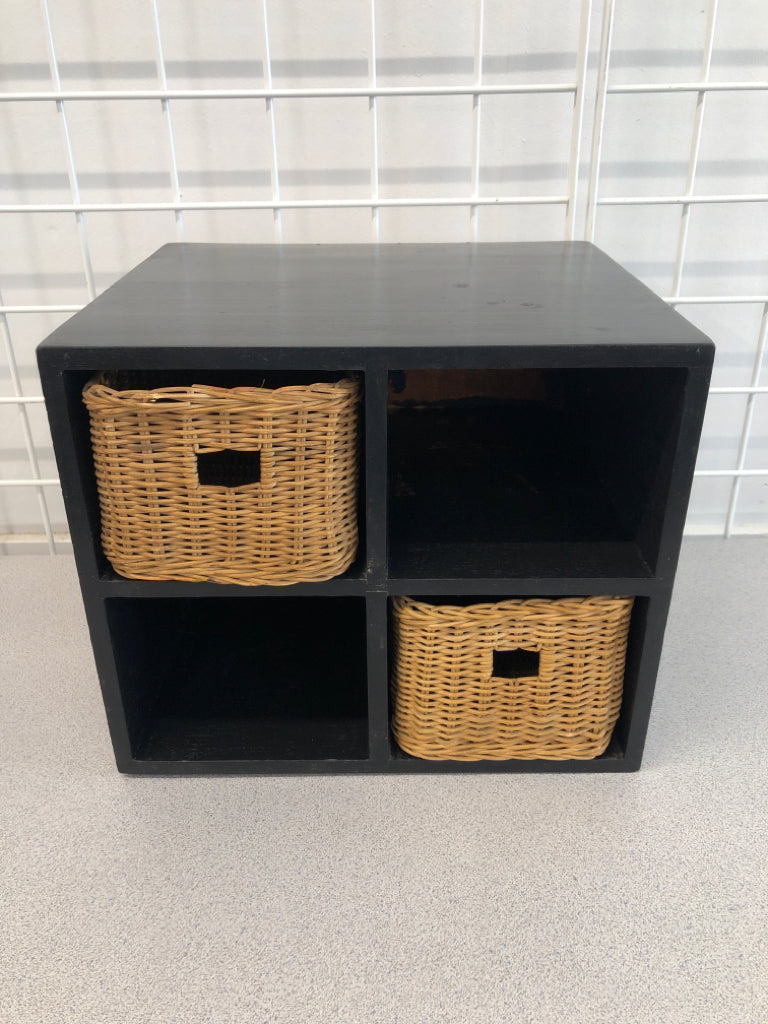4-CUBBY BLACK ORGANIZER W/2 BINS.