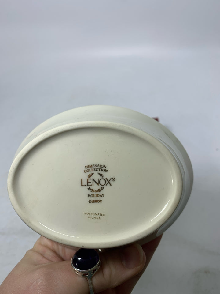 NIB LENOX IVORY HOLIDAY OVAL BELIEVE DISH.