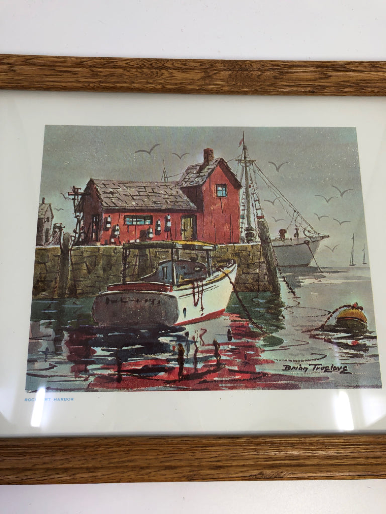 FRAMED BOATS & FISHING SHACK PRINT.