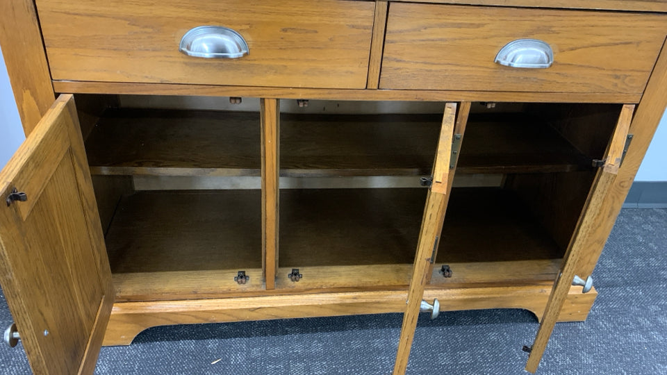 VTG OAK REX FURNITURE CHINA CABINET.