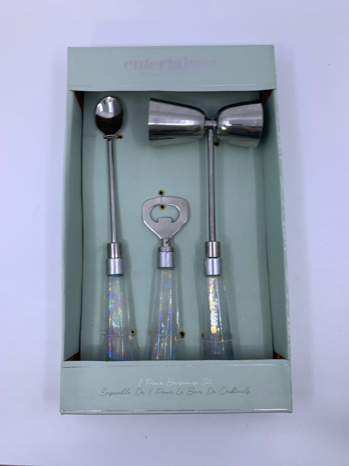 NIB 3 PC BAR WARE SET.