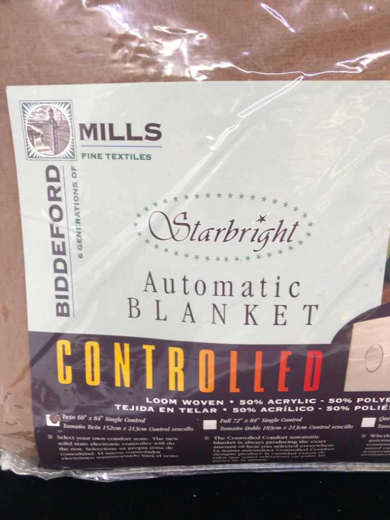 NIP LIGHT BROWN HEATED BLANKET- TWIN