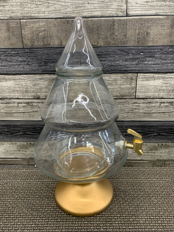 GOOD BASE W/ CLEAR TREE GLASS DRINK DISPENSER.