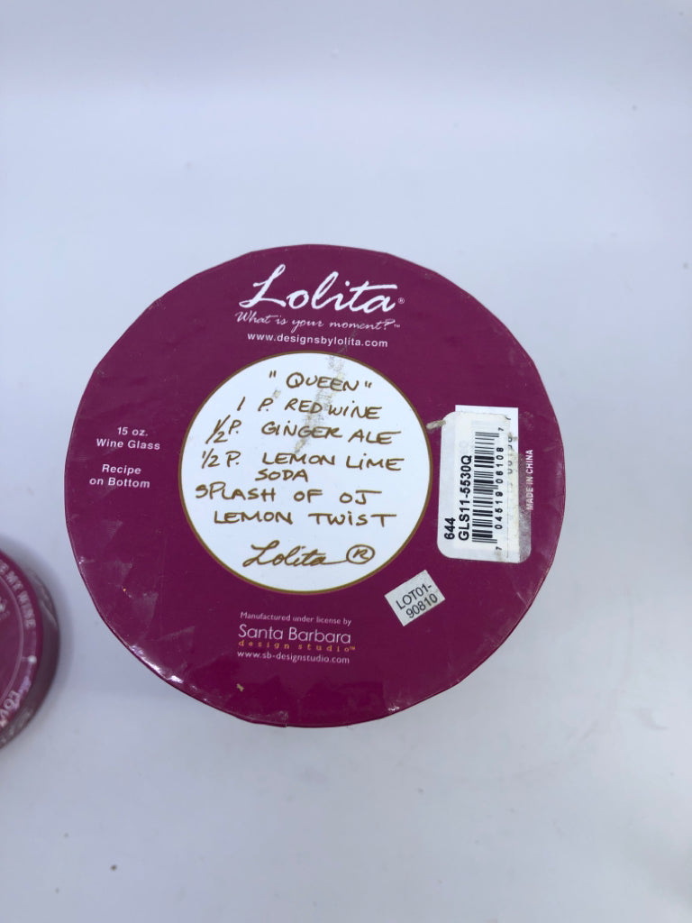 NIB "QUEEN" LOLITA WINE GLASS.