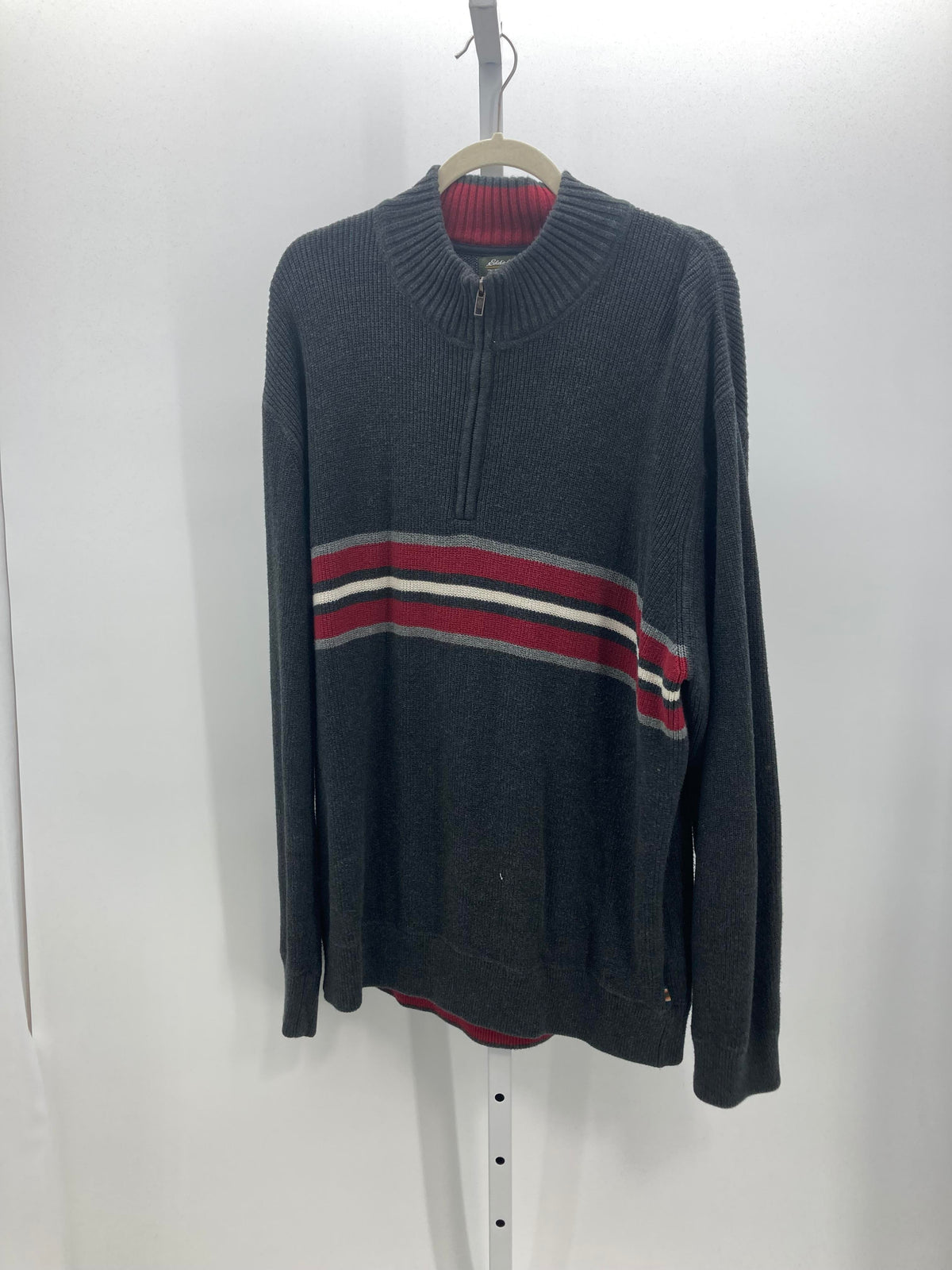 STRIPES PARTIAL ZIP RIBBED