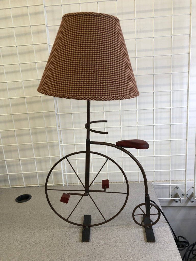 BICYCLE W RED SHADE LAMP.