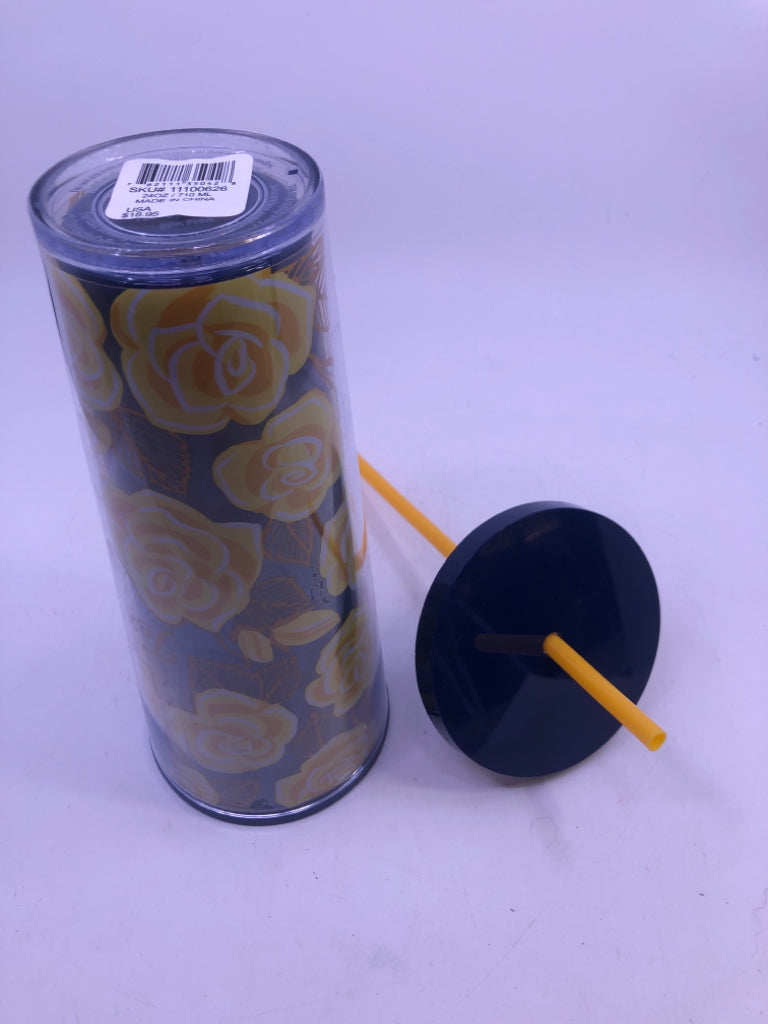 YELLOW ROSES STARBUCKS TUMBLER.