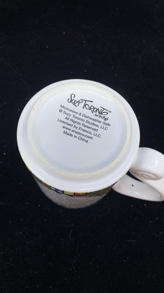 DON'T LET ANYONE WHITE MUG W/ COLORFUL DETAILS.