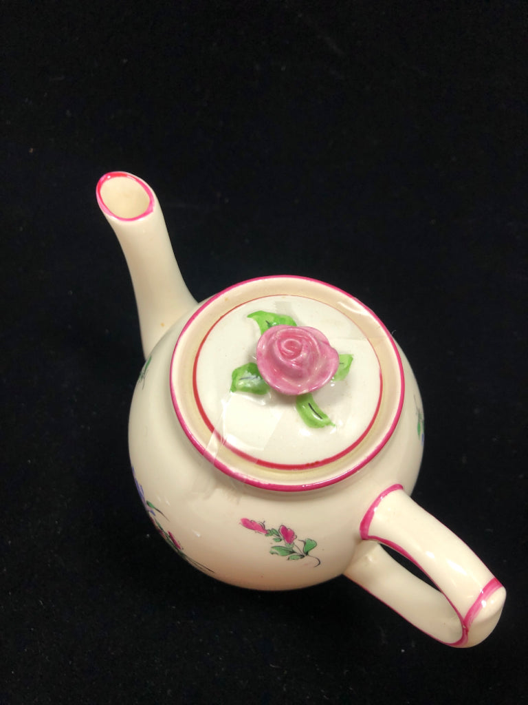 VTG MINI FLORAL PORCELAIN TEAPOT.
