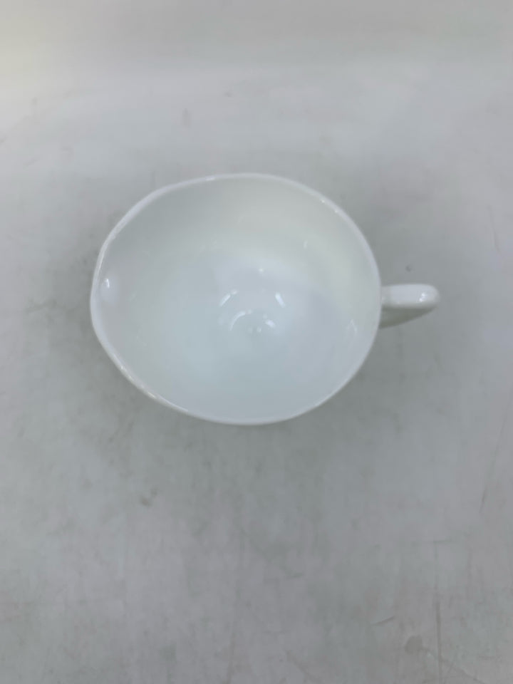 FOOTED WHITE GLASS EMBOSSED GRAPES.