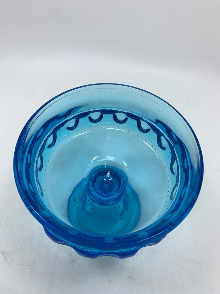 VTG PEDESTAL CANDY DISH W/THUMBPRINT PATTERN.