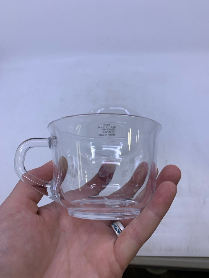 FROSTED PLATE CLEAR CUP W/ HUMMING BIRD.