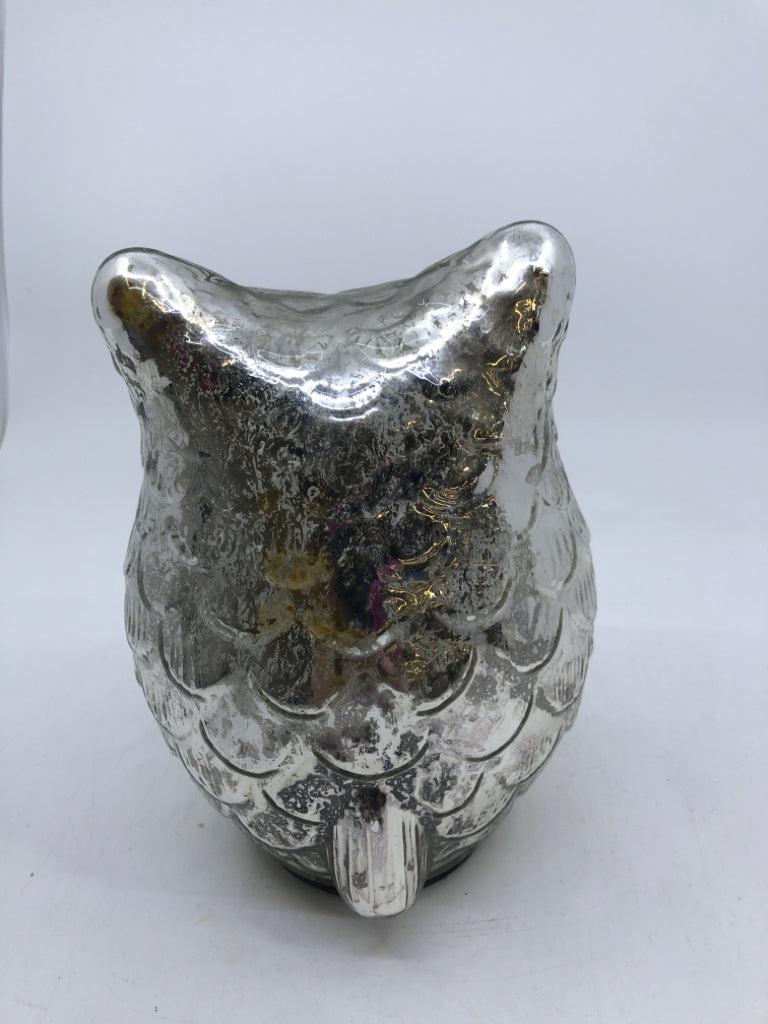 METALLIC MERCURY GLASS TEXTURED OWL.