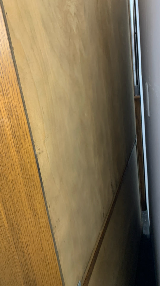 VTG OAK REX FURNITURE CHINA CABINET.