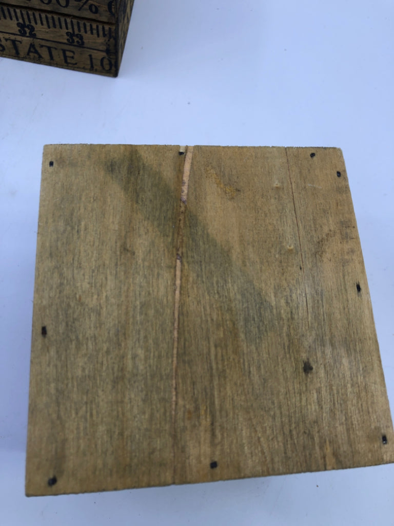 3 SQUARE WOOD NESTING BOXES RULER DETAIL.
