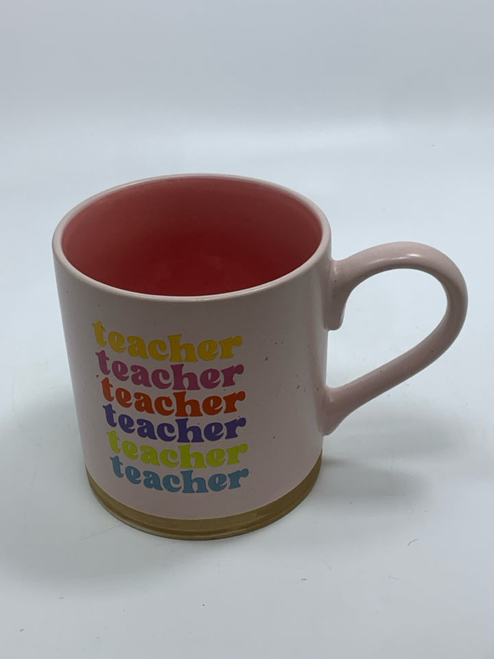 PINK TEACHER MUG.