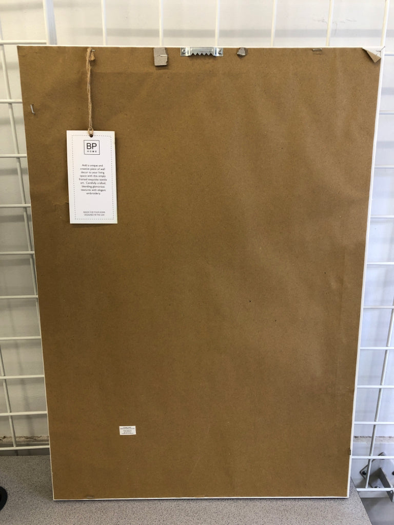 EMBROIDERED LANDSCAPE SCENE WALL ART.