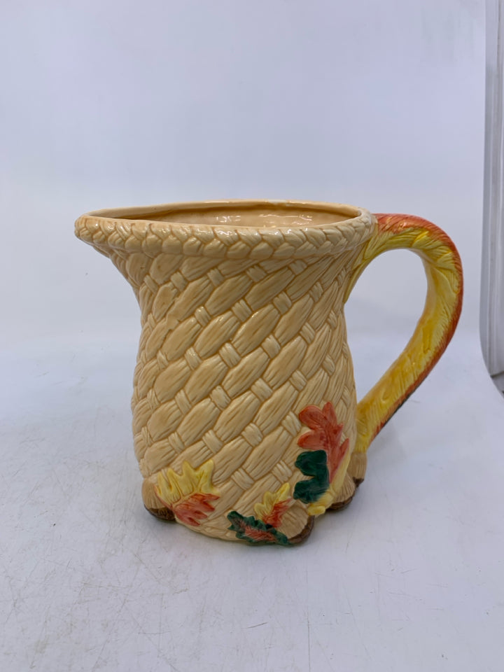 BASKET WEAVE LEAVES PITCHER.