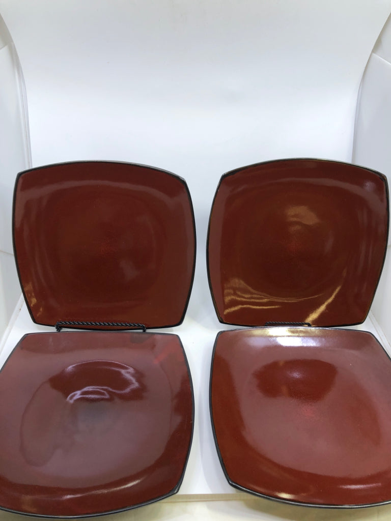 16 PC SVC 4 BLACK + RED DISH SET.