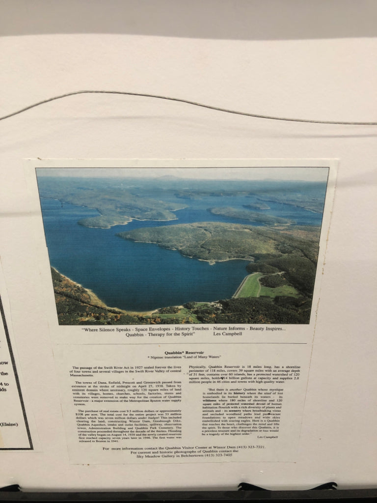 FRAMED QUABBIN RESERVOIR "LONE PINE" PHOTO- SIGNED.
