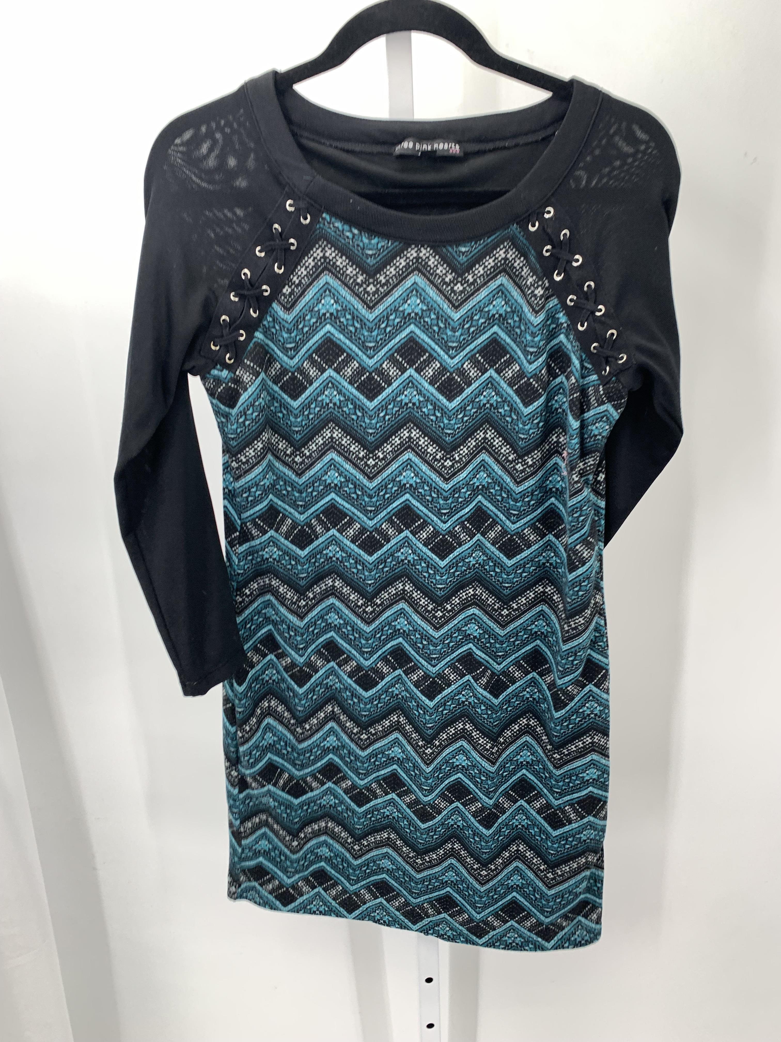 Three Pink Hearts Size Large Juniors Long Sleeve Dress