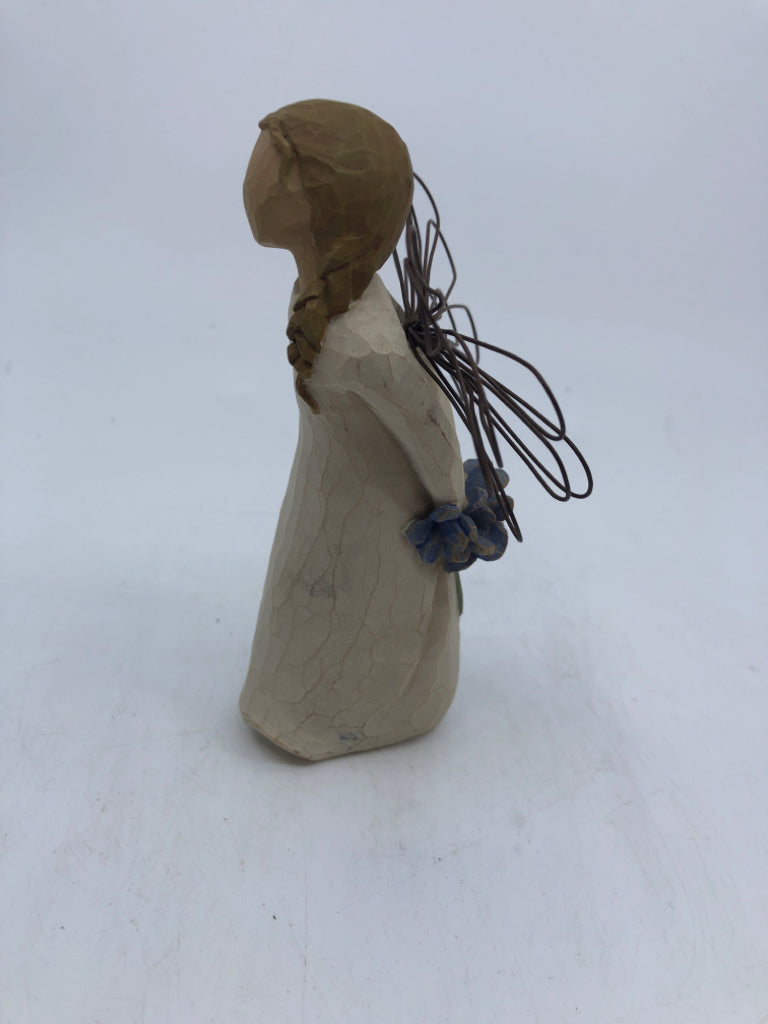 WILLOW TREE THANK YOU ANGEL HOLDING BLUR FLOWERS.