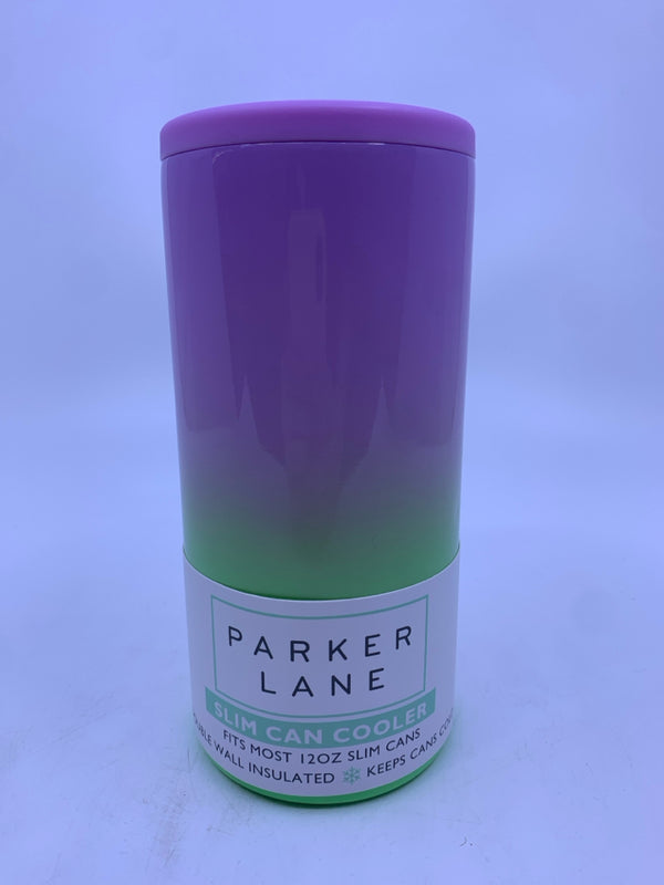 PARKER LANE PURPLE/GREEN SLIM CAN COOLER.