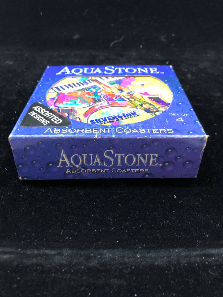 NIB AQUA STONE COASTERS.